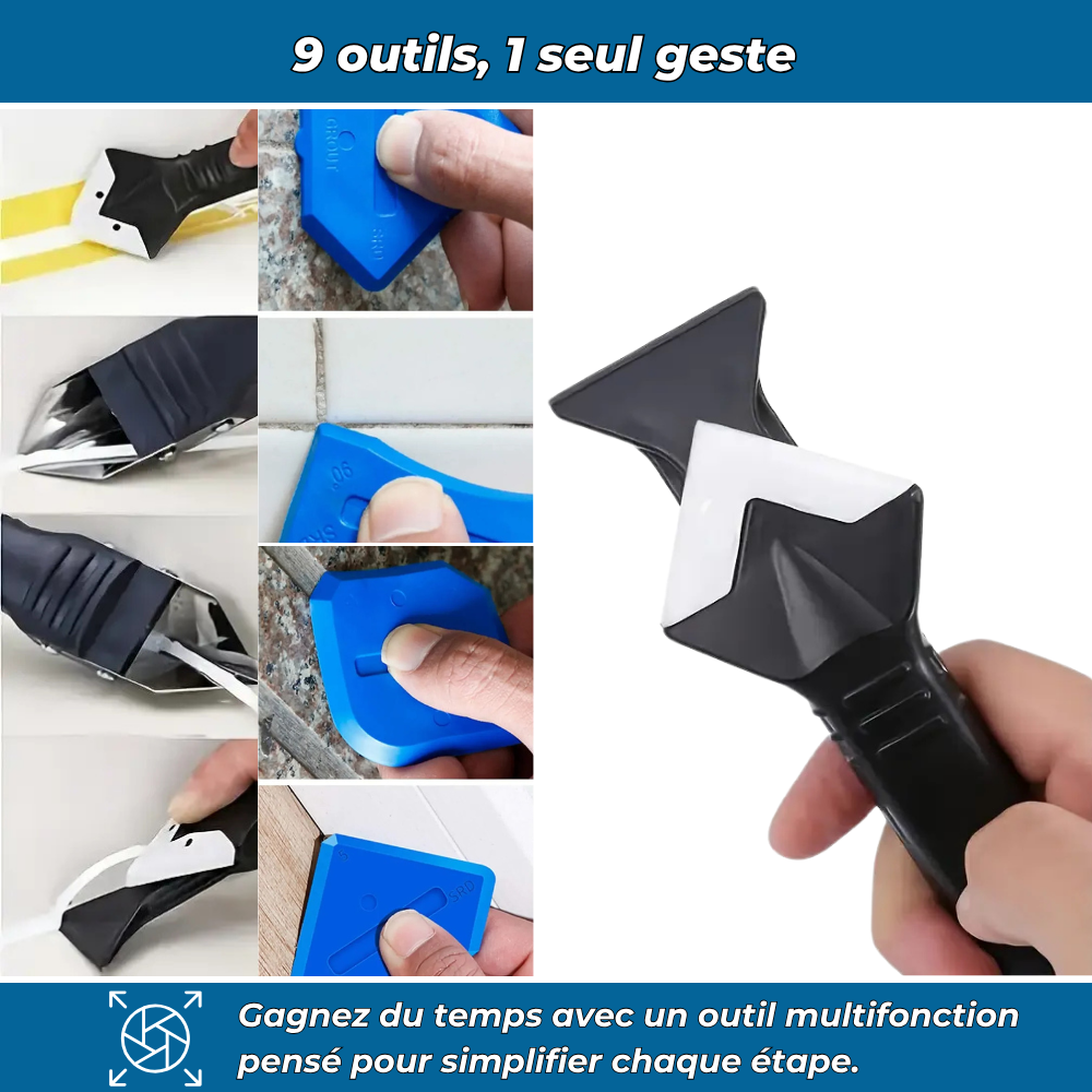 Outil 9 en 1 pour joints, silicone et finitions parfaites