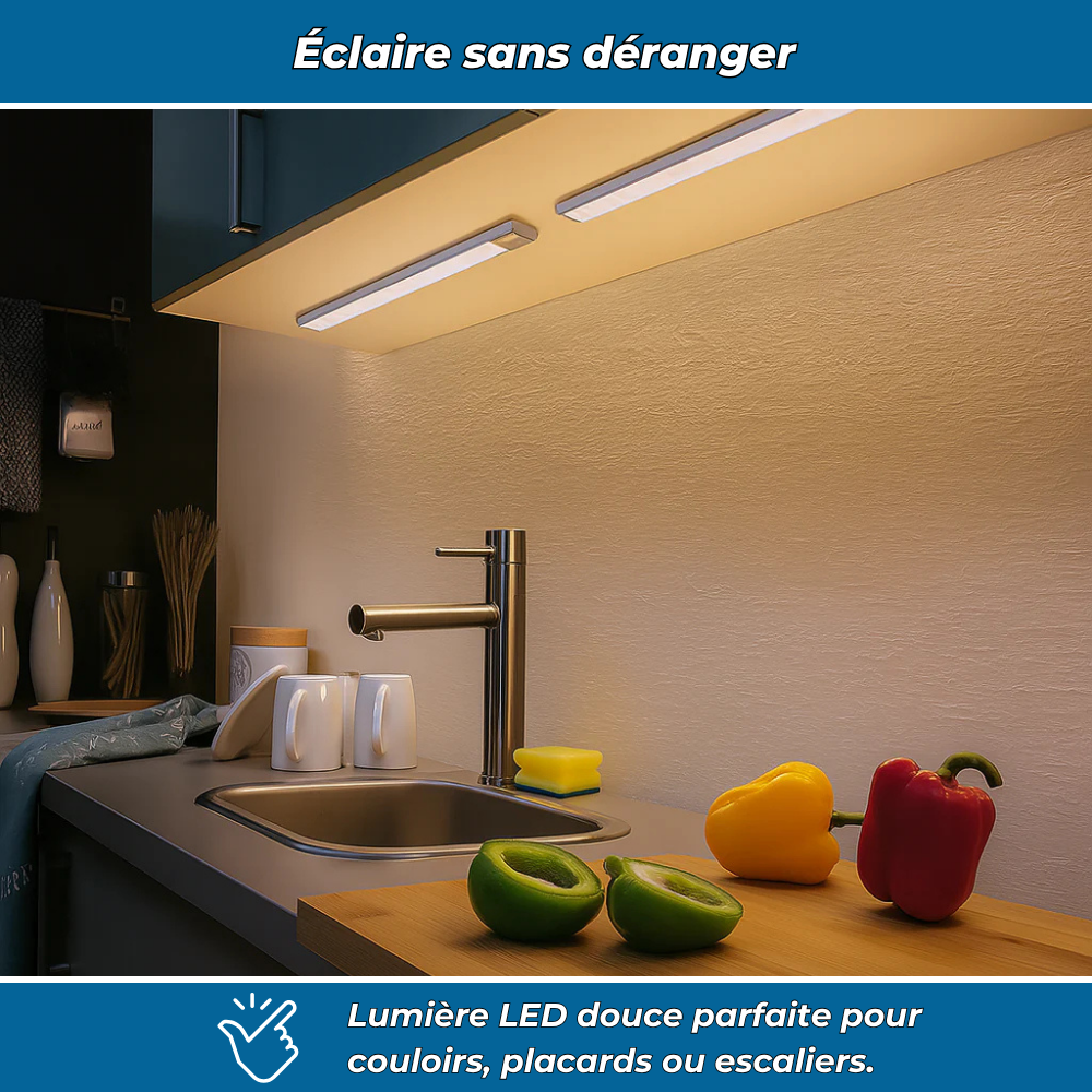 Éclairage LED 30cm sans fil avec détecteur de mouvement intégré